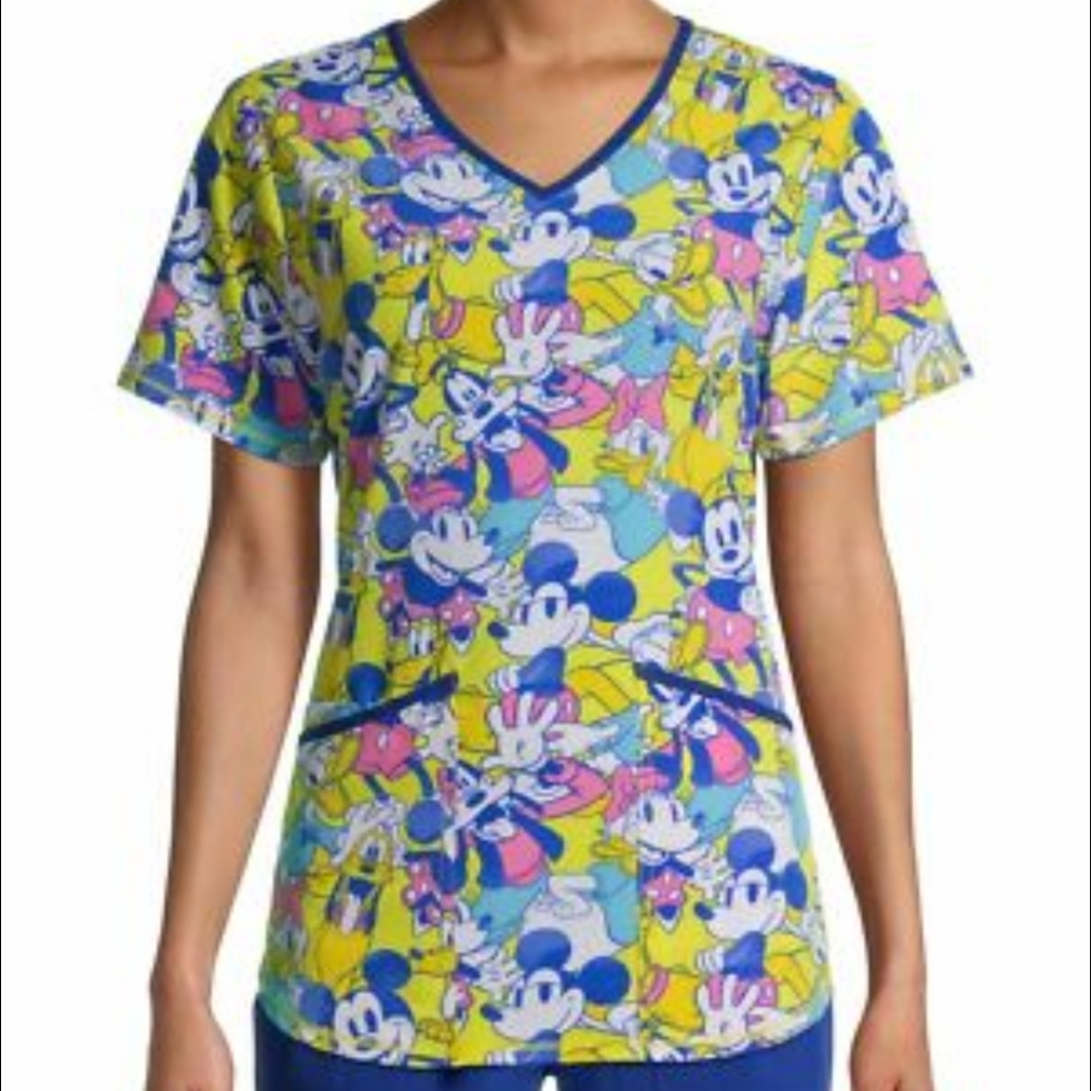 Disney Mickey Mouse Scrub Star Scrub Top Donald Duck Goofy Daisy Size Small.